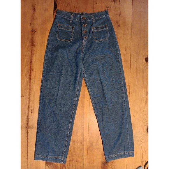 Vtg Brittania Button Fly Wide Leg Jeans Womens 10  Medium Wash Blue 80s Denim - Picture 1 of 5